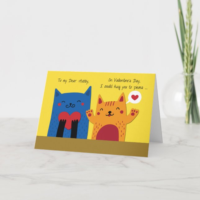 Carte Saint Valentin Mari Chats Hugs et Amour (Devant)