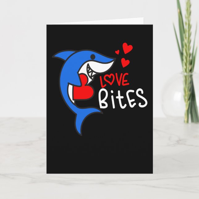 Carte Saint-Valentin Mignon Requin Amour Mord Fun Retro (Devant)