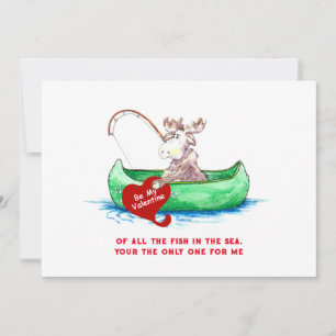 Carte Saint-Valentin Moose Pêche 5x7