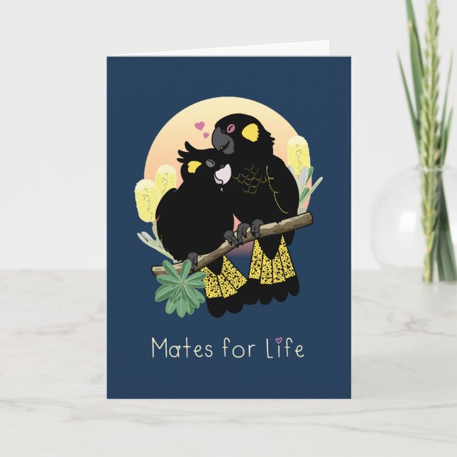 Carte Saint Valentin Parrot mignonne avec Cockatoo (Devant)