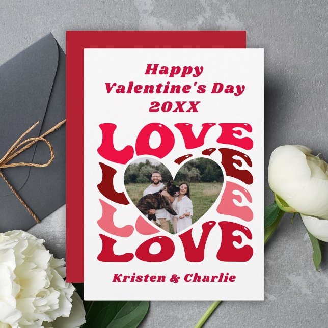 Carte Saint-Valentin personnalisée avec photo Joye (Custom Couple Photo Happy Valentine's Day Holiday Card
)