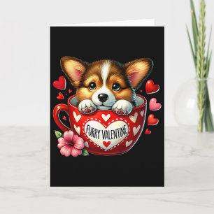 Carte Saint-Valentin Poilu Adorable Amour de chiot Corgi