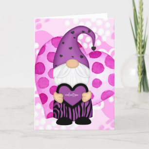 Carte Saint-Valentin Pois violette et rose