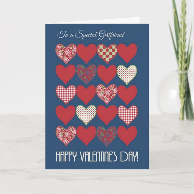 Carte Saint Valentin pour amie, Coeurs, Rose (Devant)