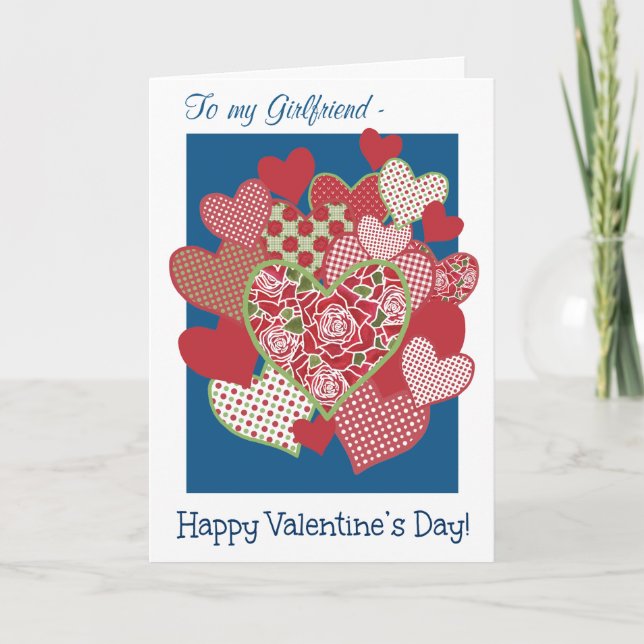Carte Saint Valentin pour amie, Coeurs, Rose (Devant)