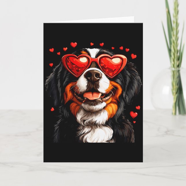 Carte Saint-Valentin pour amoureux de chien bernois mign (Devant)