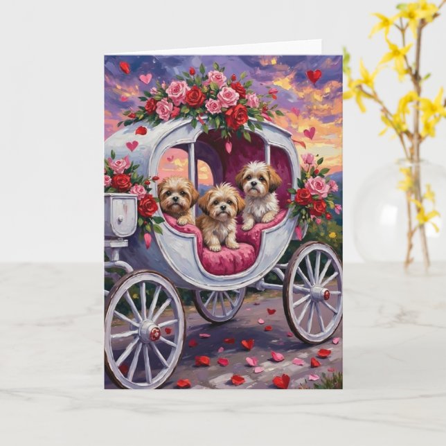 Carte Saint-Valentin pour chien Shih Tzu (Fleur jaune)