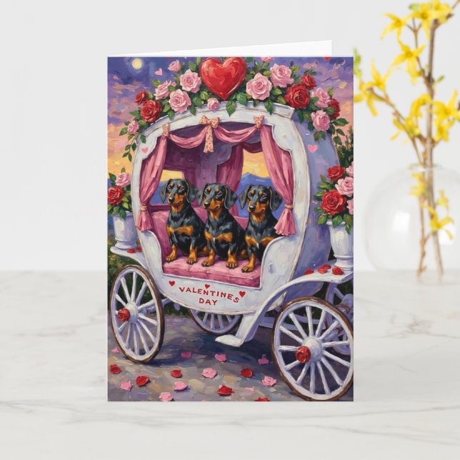 Carte Saint-Valentin pour chien teckel (Fleur jaune)