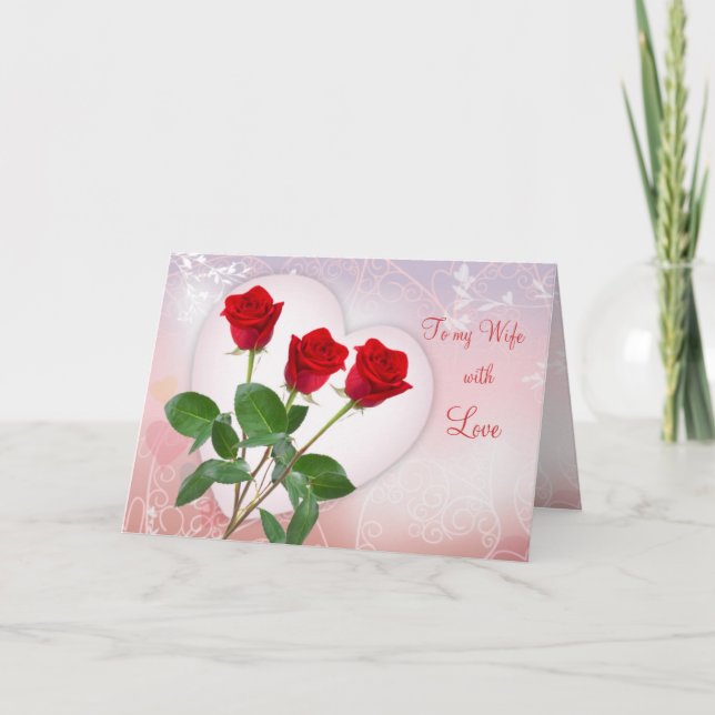 Carte Saint Valentin pour Femme aux roses rouges e (Devant)