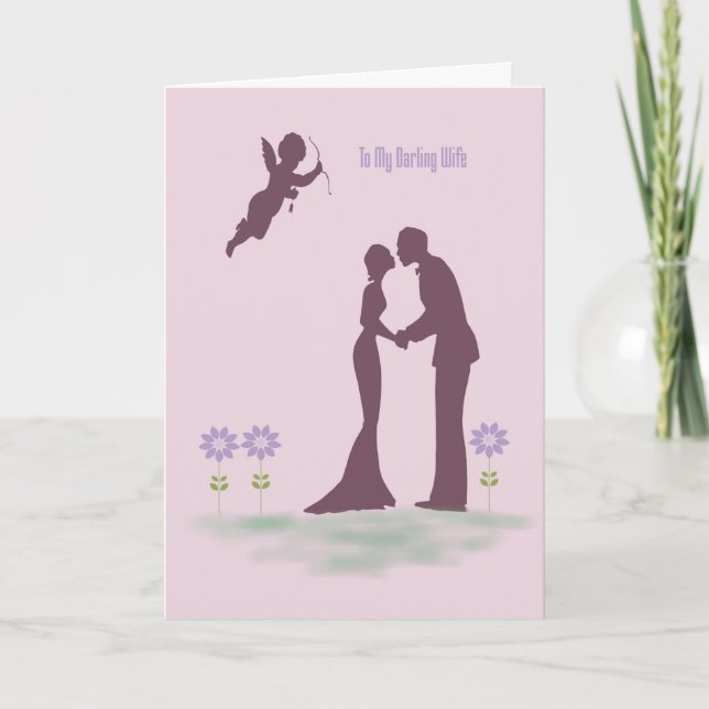 Carte Saint Valentin pour femme, Silhouette Couple (Devant)