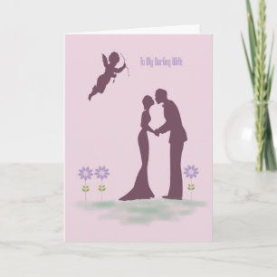 Carte Saint Valentin pour femme, Silhouette Couple