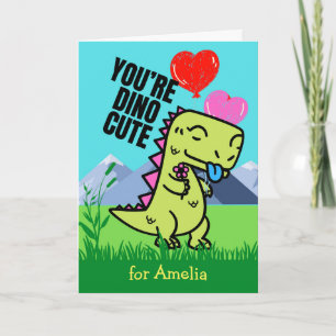 Carte Saint-Valentin pour la petite soeur Cute Dinosaur