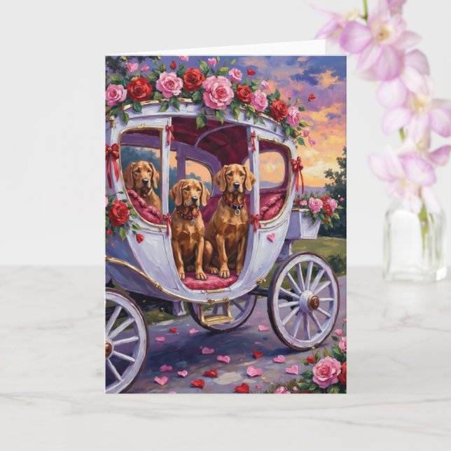 Carte Saint-Valentin pour les chiens Vizsla (Orchidée)