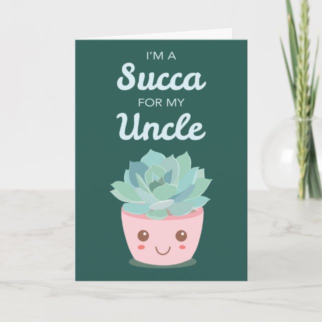 Carte Saint Valentin pour mon oncle avec Kawaii Succulen (Devant)