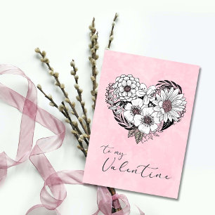 Carte Saint Valentin pour n'importe qui Flower Heart en