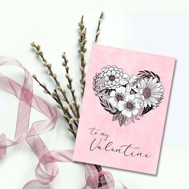 Carte Saint Valentin pour n'importe qui Flower Heart en  (Créateur téléchargé)