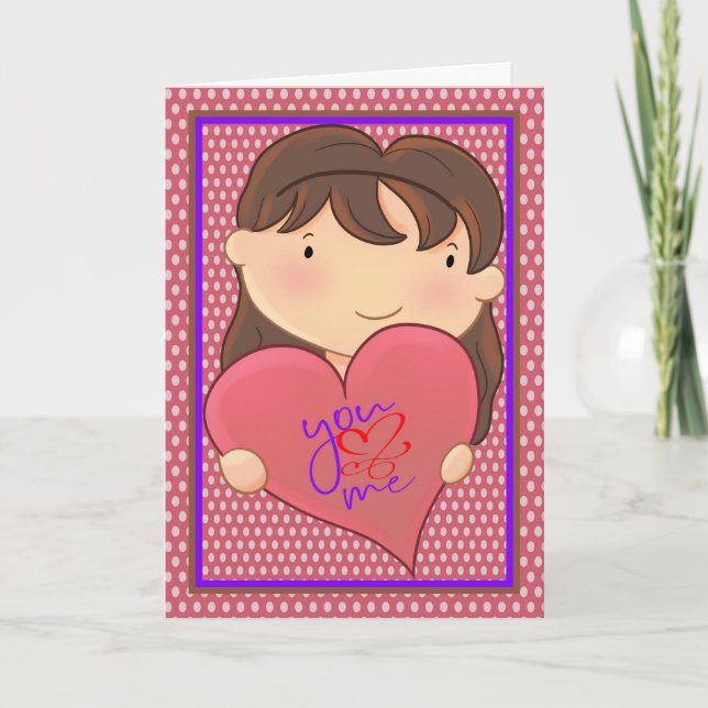 Carte Saint Valentin pour petit ami de Young Girl (Devant)