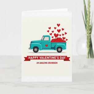 Carte Saint-Valentin pour petit-fils Camion Cœurs