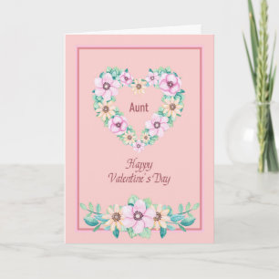 Carte Saint Valentin pour tante avec coeur et fleu