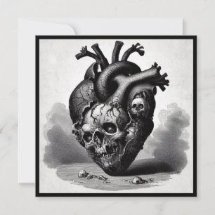 Carte Saint-Valentin Rétro Gothique Crâne Horreur Vintag