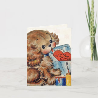 Carte Saint Valentin rétro pour enfants