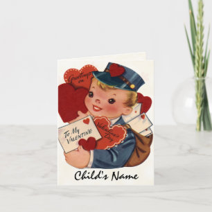 Carte Saint Valentin rétro pour enfants