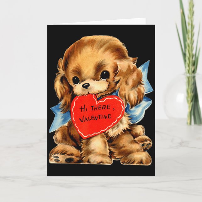 Carte Saint-Valentin Rétro Vintage Chien Amour F (Devant)