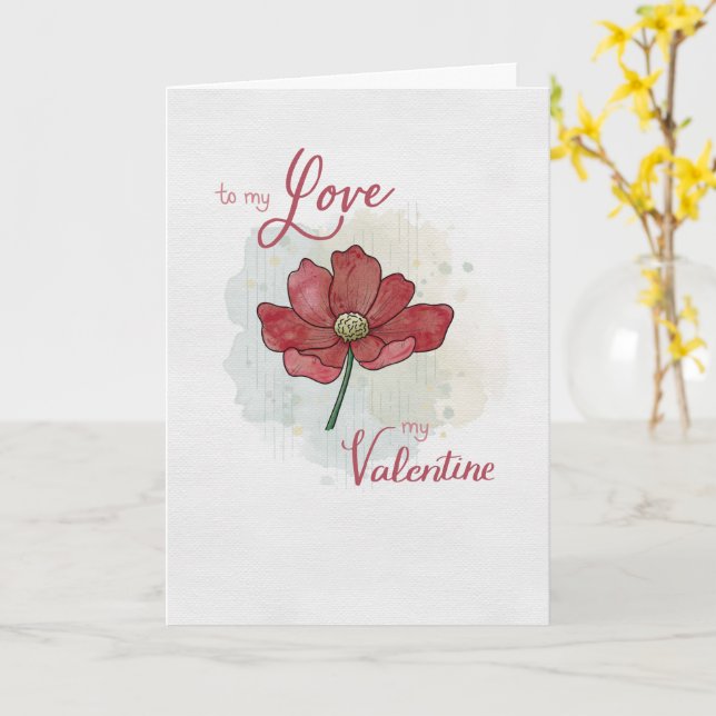 Carte Saint Valentin Romantique à mon amour ma Saint Val (Fleur jaune)