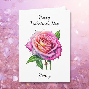 Carte Saint-Valentin   Rose aquarelle