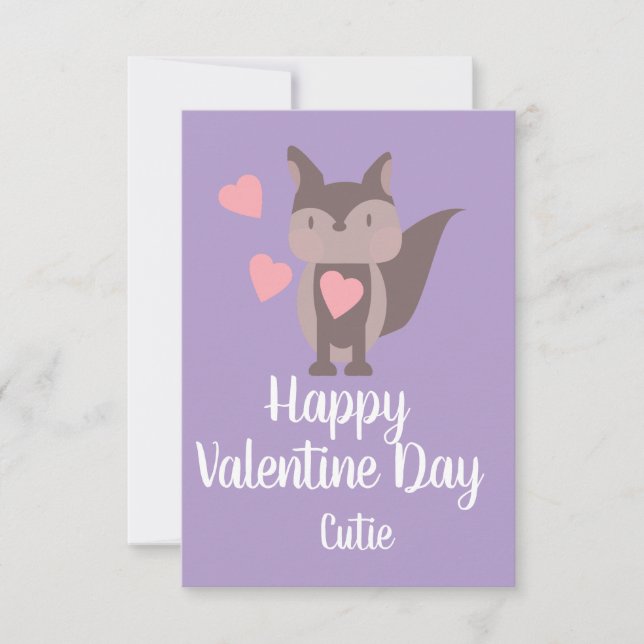 Carte Saint-Valentin Rose Mignon renard  (Devant)