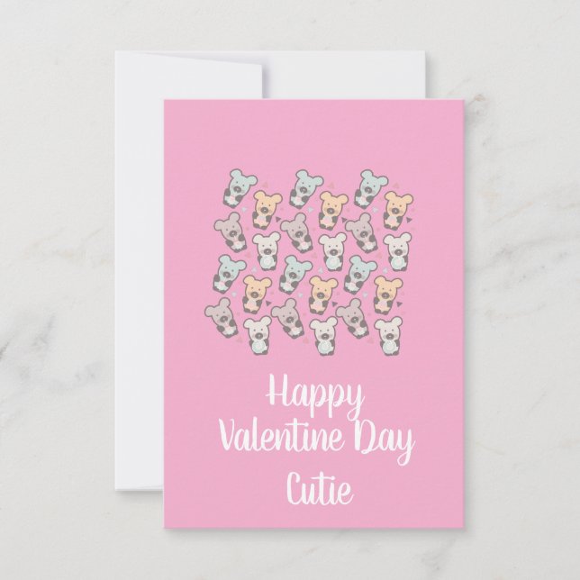 Carte Saint-Valentin Rose Mignons Ours Desserts  (Devant)