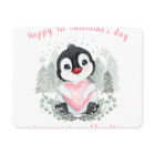 Carte Saint-Valentin rose pingouin