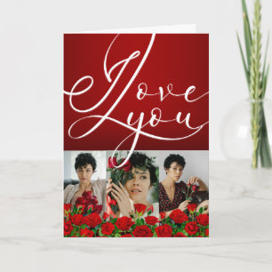 Carte Saint-Valentin rouge Collage photo Je t'aime