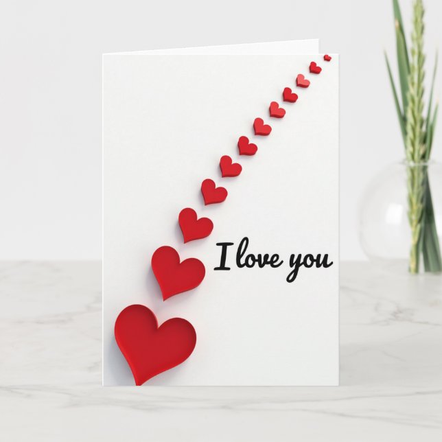 Carte Saint-Valentin rouge Je t'aime (Devant)