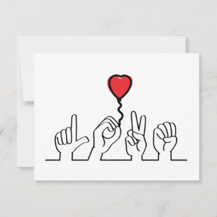 Carte Saint-Valentin. Sourds, langue des signes amour - 