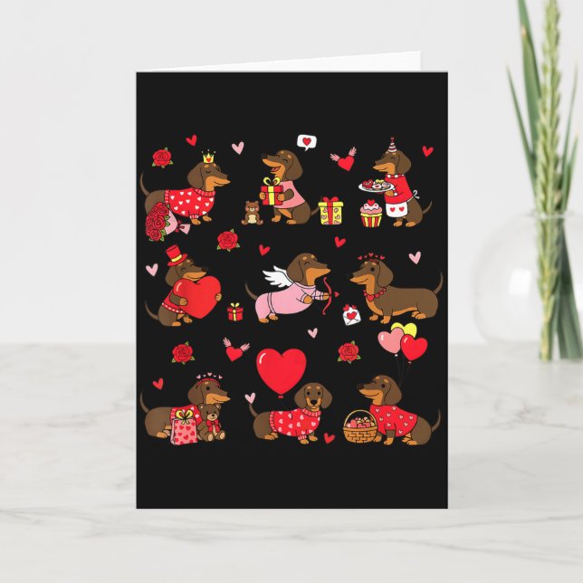 Carte Saint-Valentin teckel Chien mignon Amour de chien  (Devant)