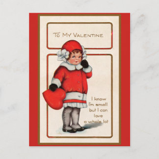 Carte Saint-Valentin victorienne rouge fille migno
