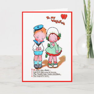 Carte Saint-Valentin Vintage Fille et garçon mignons ave