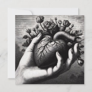Carte Saint-Valentin vintage gothique cœur rétro horreur