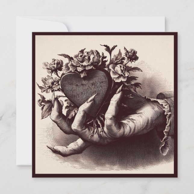 Carte Saint-Valentin vintage gothique rétro horreur (Devant)