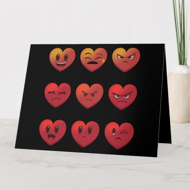 Carte Saint-Valentin Visages Rigolos Coeurs Drôle (Devant)