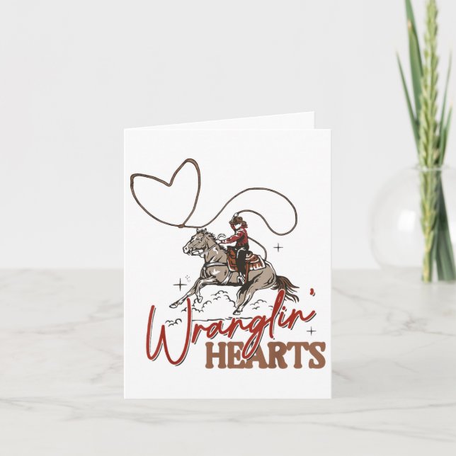 Carte Saint-Valentin western cow-boy Cœurs à lasso  (Devant)