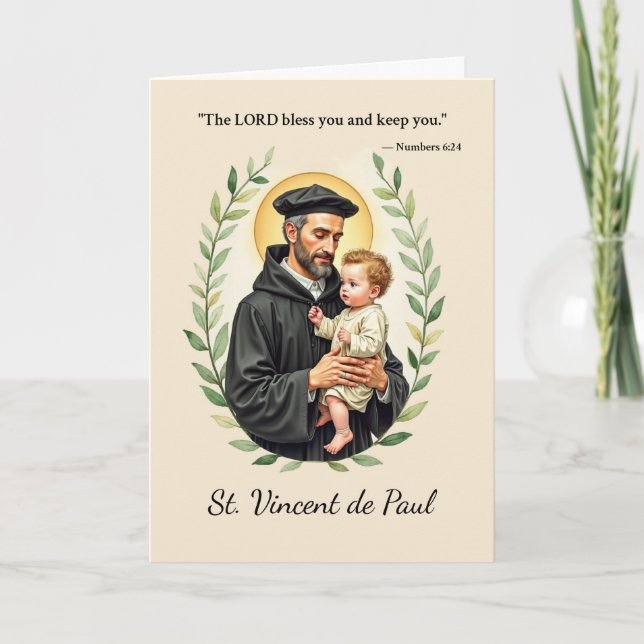 Carte Saint Vincent de Paul Paix et Bénédictions de Dieu (Devant)
