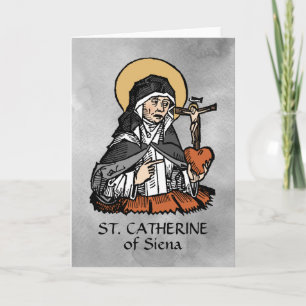 Carte Sainte Catherine de Sienne avec Coeur Crucifix