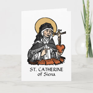 Carte Sainte Catherine de Sienne avec Coeur Crucifix