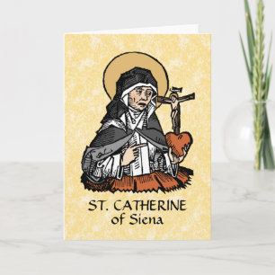 Carte Sainte Catherine de Sienne avec Coeur Crucifix
