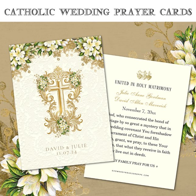 Carte Sainte Catholique de mariage à motif floral  (Créateur téléchargé)