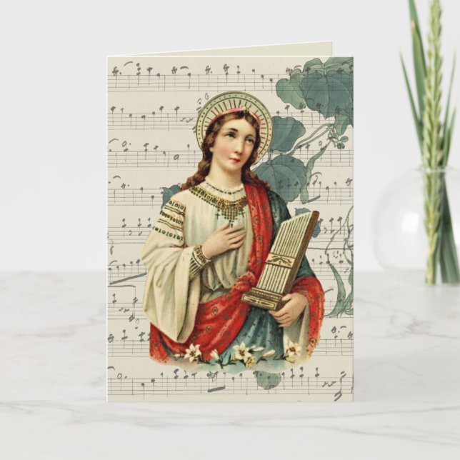 Carte Sainte Cecilia Patronesse des Musiciens Religieux (Devant)
