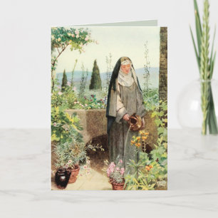 Carte Sainte Claire d'Assise Arrosant des Fleurs (