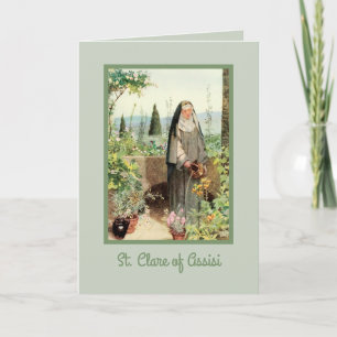 Carte Sainte Claire d'Assise Arrosant des Fleurs (